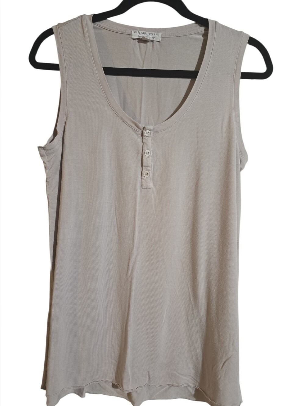 #138. Barefoot Dreams Luxe Milk Pajama Henley Tank Top. - Picture 2 of 6